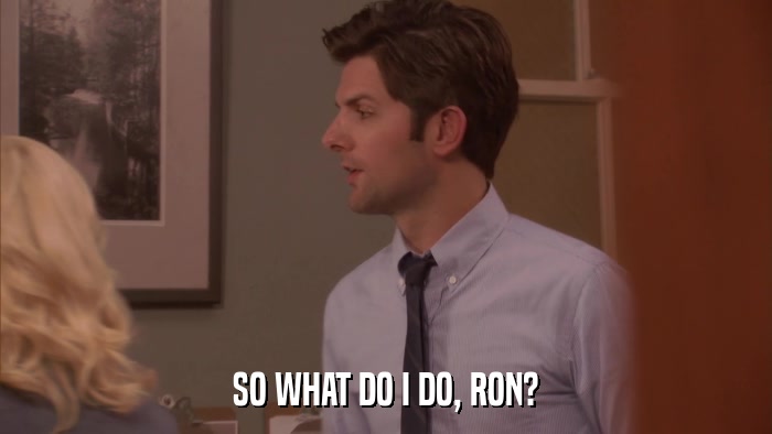 SO WHAT DO I DO, RON?  