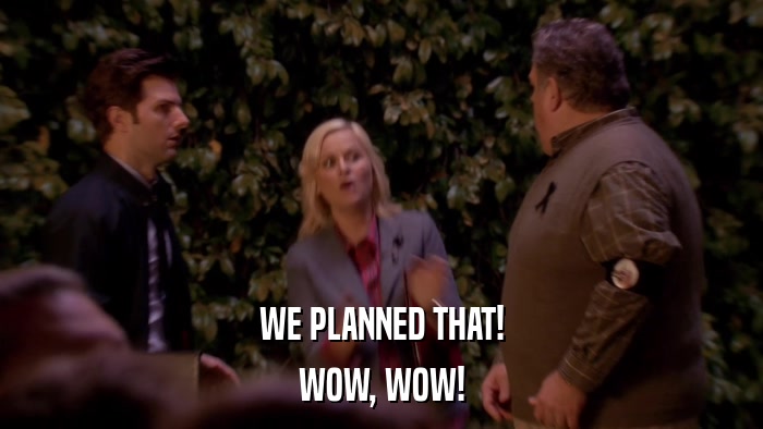 WE PLANNED THAT! WOW, WOW! 