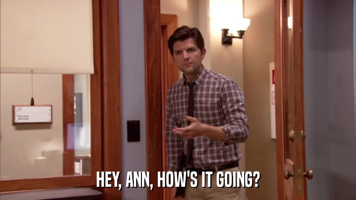 HEY, ANN, HOW'S IT GOING?  