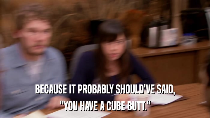 BECAUSE IT PROBABLY SHOULD'VE SAID, 