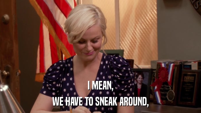 I MEAN, WE HAVE TO SNEAK AROUND, 