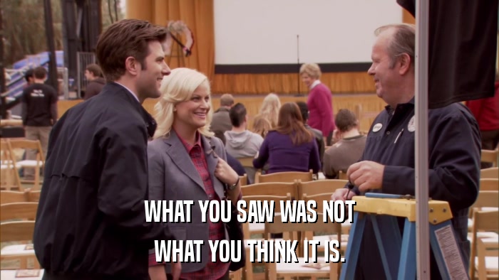 WHAT YOU SAW WAS NOT WHAT YOU THINK IT IS. 