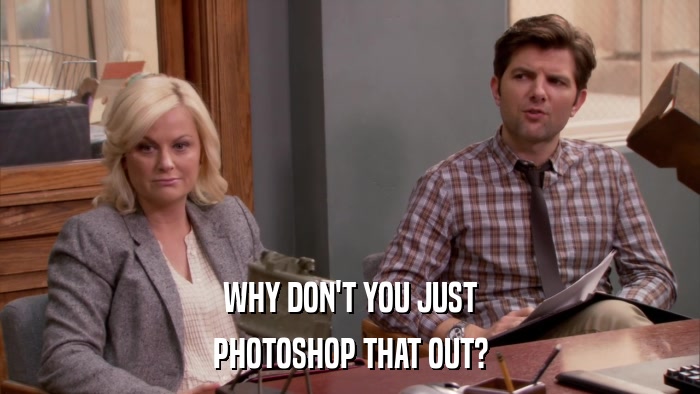WHY DON'T YOU JUST PHOTOSHOP THAT OUT? 