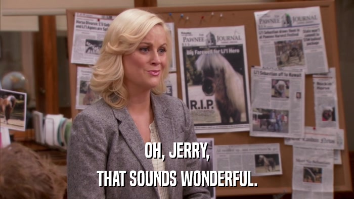 OH, JERRY, THAT SOUNDS WONDERFUL. 