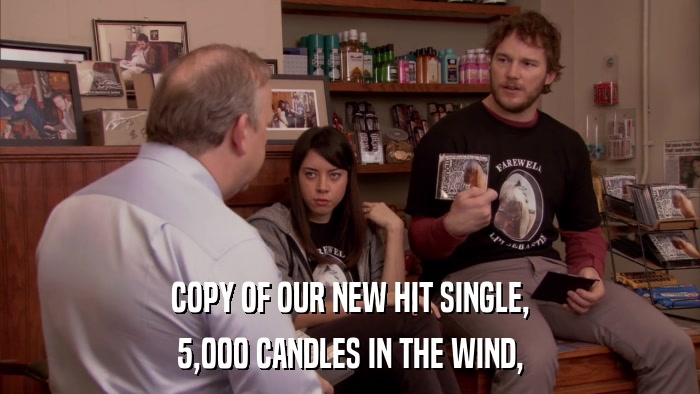 COPY OF OUR NEW HIT SINGLE, 5,000 CANDLES IN THE WIND, 