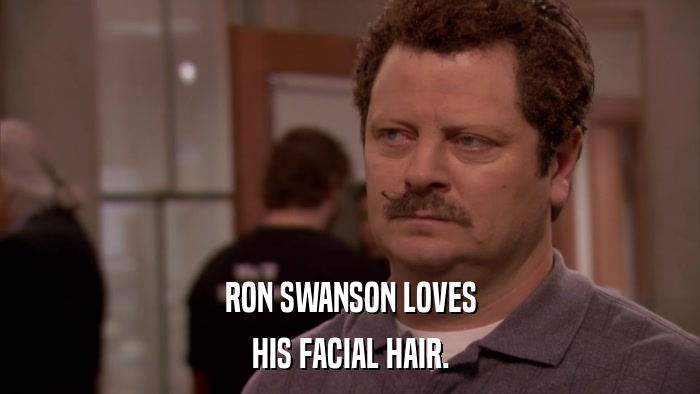 RON SWANSON LOVES HIS FACIAL HAIR. 