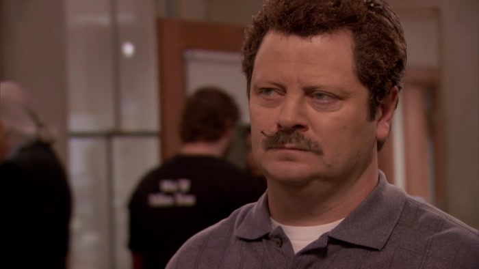 RON SWANSON LOVES HIS FACIAL HAIR. 