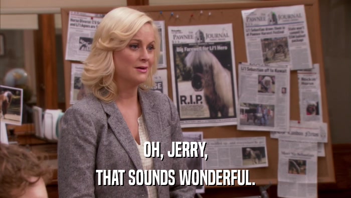 OH, JERRY, THAT SOUNDS WONDERFUL. 