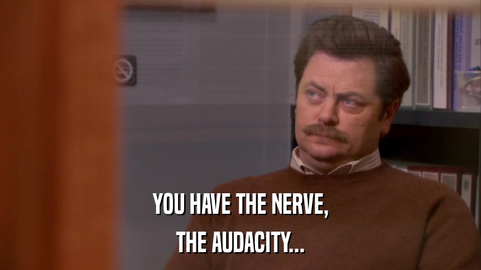 YOU HAVE THE NERVE, THE AUDACITY... 