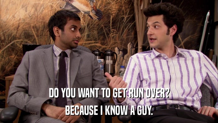 DO YOU WANT TO GET RUN OVER? BECAUSE I KNOW A GUY. 