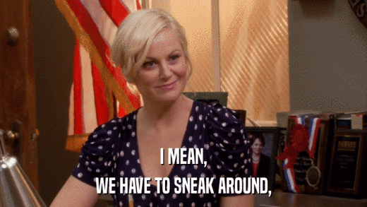 I MEAN, WE HAVE TO SNEAK AROUND, 