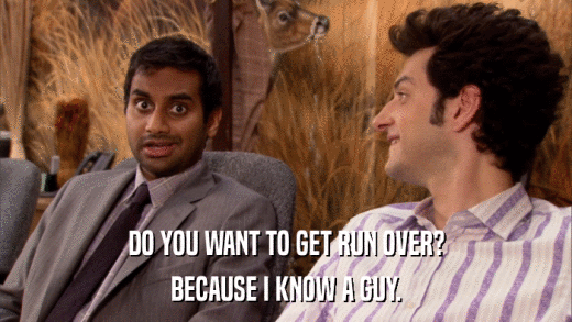 DO YOU WANT TO GET RUN OVER? BECAUSE I KNOW A GUY. 