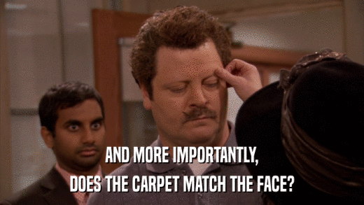 AND MORE IMPORTANTLY, DOES THE CARPET MATCH THE FACE? 