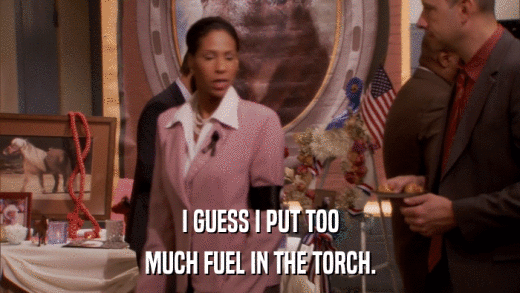 I GUESS I PUT TOO MUCH FUEL IN THE TORCH. 
