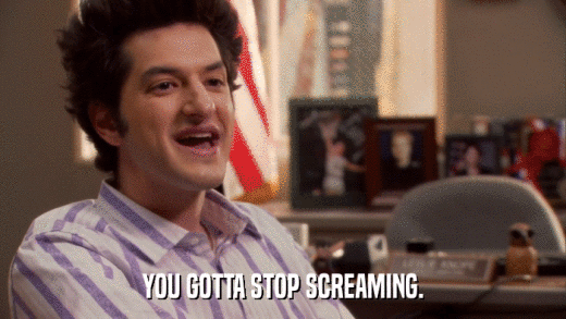 YOU GOTTA STOP SCREAMING.  