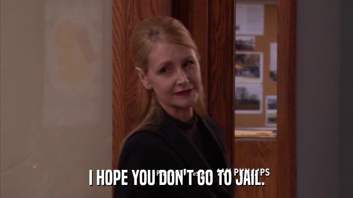 I HOPE YOU DON'T GO TO JAIL.  