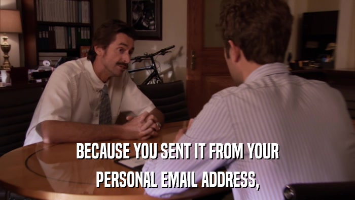 BECAUSE YOU SENT IT FROM YOUR PERSONAL EMAIL ADDRESS, 