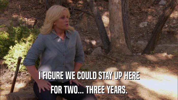 I FIGURE WE COULD STAY UP HERE FOR TWO... THREE YEARS. 