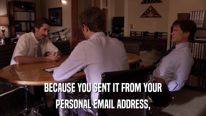 BECAUSE YOU SENT IT FROM YOUR PERSONAL EMAIL ADDRESS, 