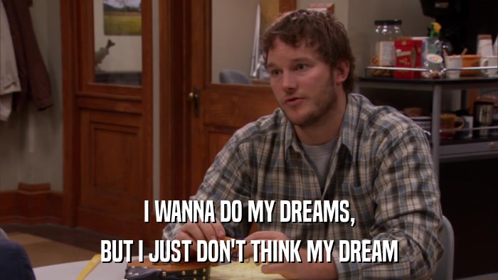 I WANNA DO MY DREAMS, BUT I JUST DON'T THINK MY DREAM 