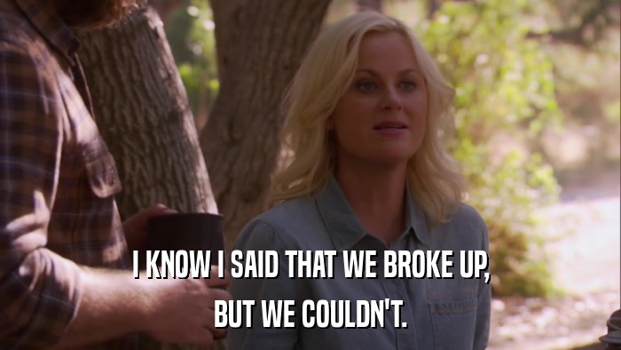 I KNOW I SAID THAT WE BROKE UP, BUT WE COULDN'T. 