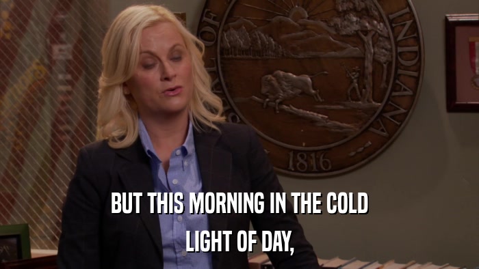 BUT THIS MORNING IN THE COLD LIGHT OF DAY, 