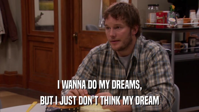I WANNA DO MY DREAMS, BUT I JUST DON'T THINK MY DREAM 