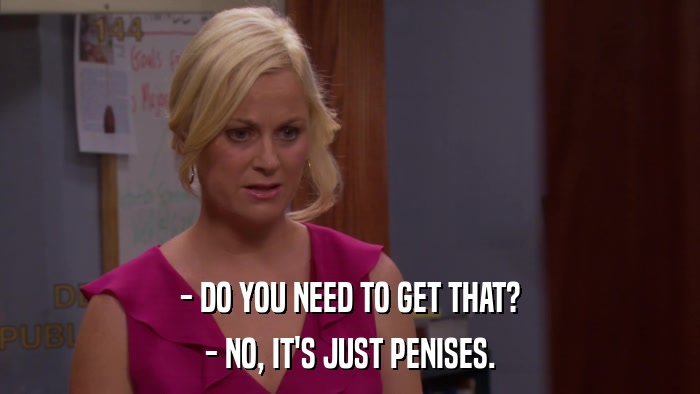 - DO YOU NEED TO GET THAT? - NO, IT'S JUST PENISES. 