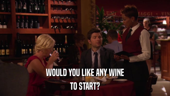 WOULD YOU LIKE ANY WINE TO START? 