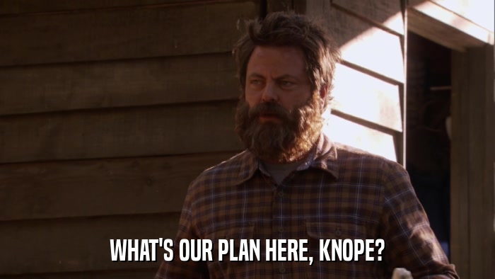 WHAT'S OUR PLAN HERE, KNOPE?  