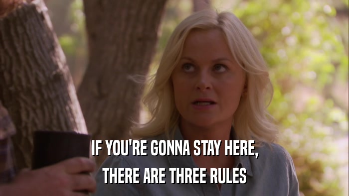IF YOU'RE GONNA STAY HERE, THERE ARE THREE RULES 