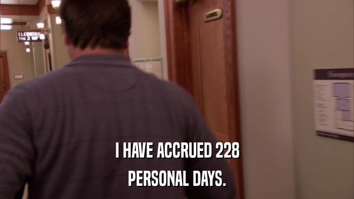 I HAVE ACCRUED 228 PERSONAL DAYS. 