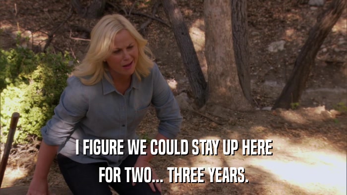 I FIGURE WE COULD STAY UP HERE FOR TWO... THREE YEARS. 