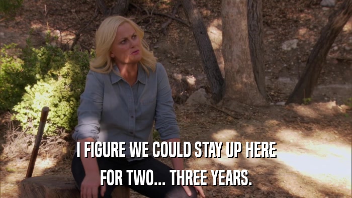 I FIGURE WE COULD STAY UP HERE FOR TWO... THREE YEARS. 