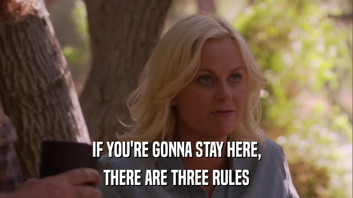IF YOU'RE GONNA STAY HERE, THERE ARE THREE RULES 