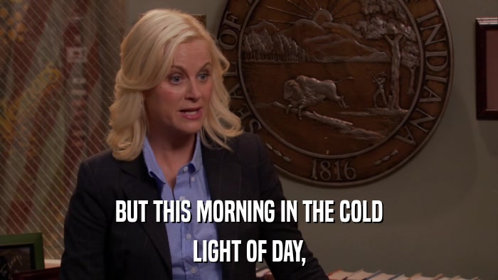 BUT THIS MORNING IN THE COLD LIGHT OF DAY, 