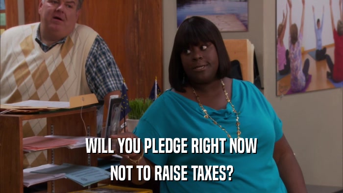 WILL YOU PLEDGE RIGHT NOW NOT TO RAISE TAXES? 