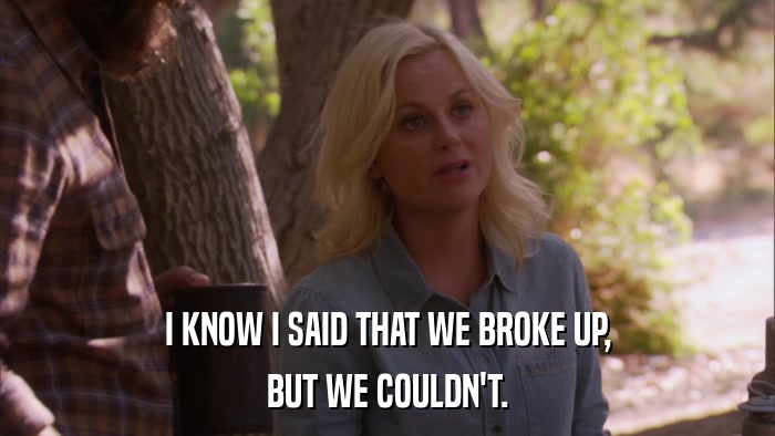 I KNOW I SAID THAT WE BROKE UP, BUT WE COULDN'T. 