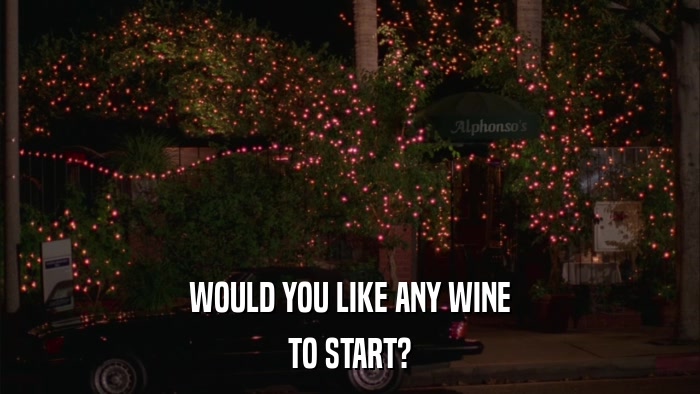 WOULD YOU LIKE ANY WINE TO START? 