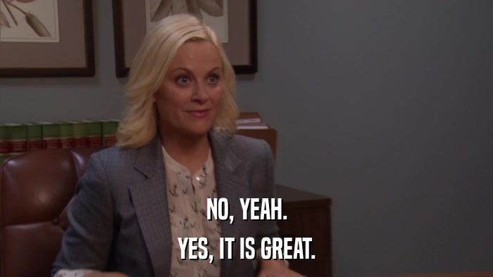 NO, YEAH. YES, IT IS GREAT. 