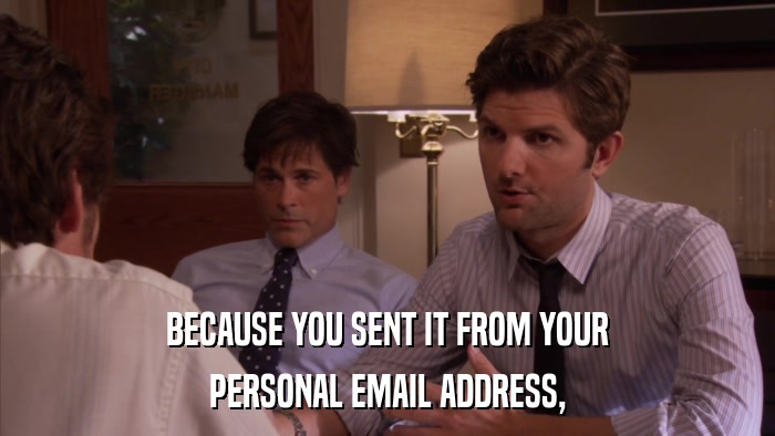 BECAUSE YOU SENT IT FROM YOUR PERSONAL EMAIL ADDRESS, 