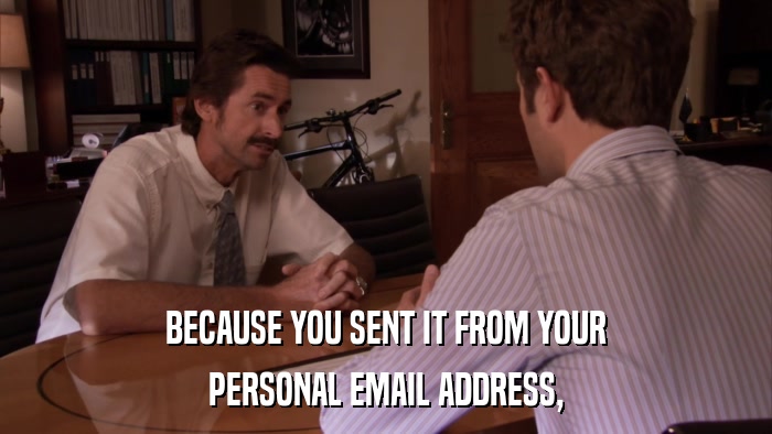 BECAUSE YOU SENT IT FROM YOUR PERSONAL EMAIL ADDRESS, 