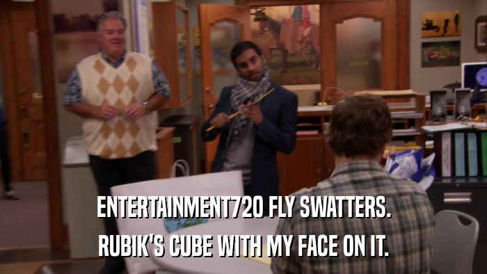 ENTERTAINMENT720 FLY SWATTERS. RUBIK'S CUBE WITH MY FACE ON IT. 