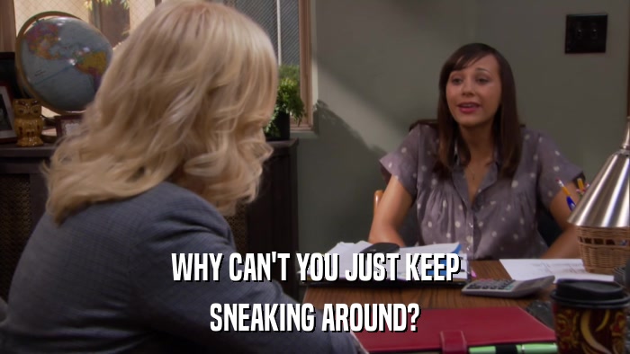 WHY CAN'T YOU JUST KEEP SNEAKING AROUND? 