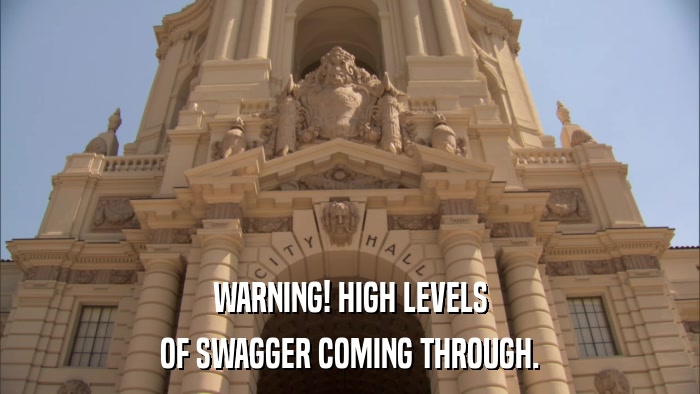 WARNING! HIGH LEVELS OF SWAGGER COMING THROUGH. 