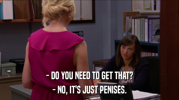 - DO YOU NEED TO GET THAT? - NO, IT'S JUST PENISES. 