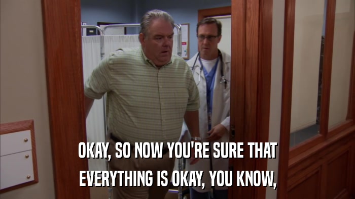 OKAY, SO NOW YOU'RE SURE THAT EVERYTHING IS OKAY, YOU KNOW, 