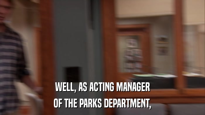 WELL, AS ACTING MANAGER OF THE PARKS DEPARTMENT, 