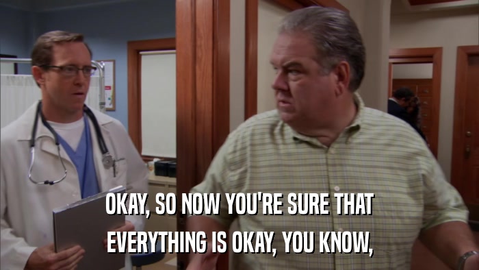 OKAY, SO NOW YOU'RE SURE THAT EVERYTHING IS OKAY, YOU KNOW, 