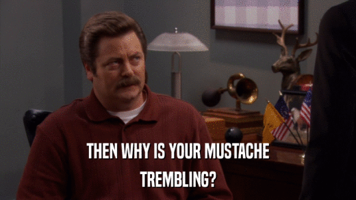 THEN WHY IS YOUR MUSTACHE TREMBLING? 